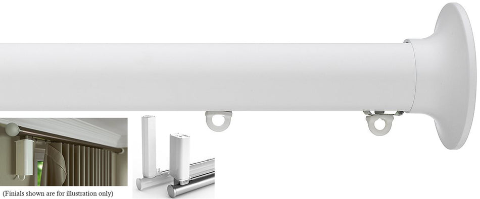 Silent Gliss 7650 Electric Metropole 50mm 5190 Motor Matt White Taper Finial