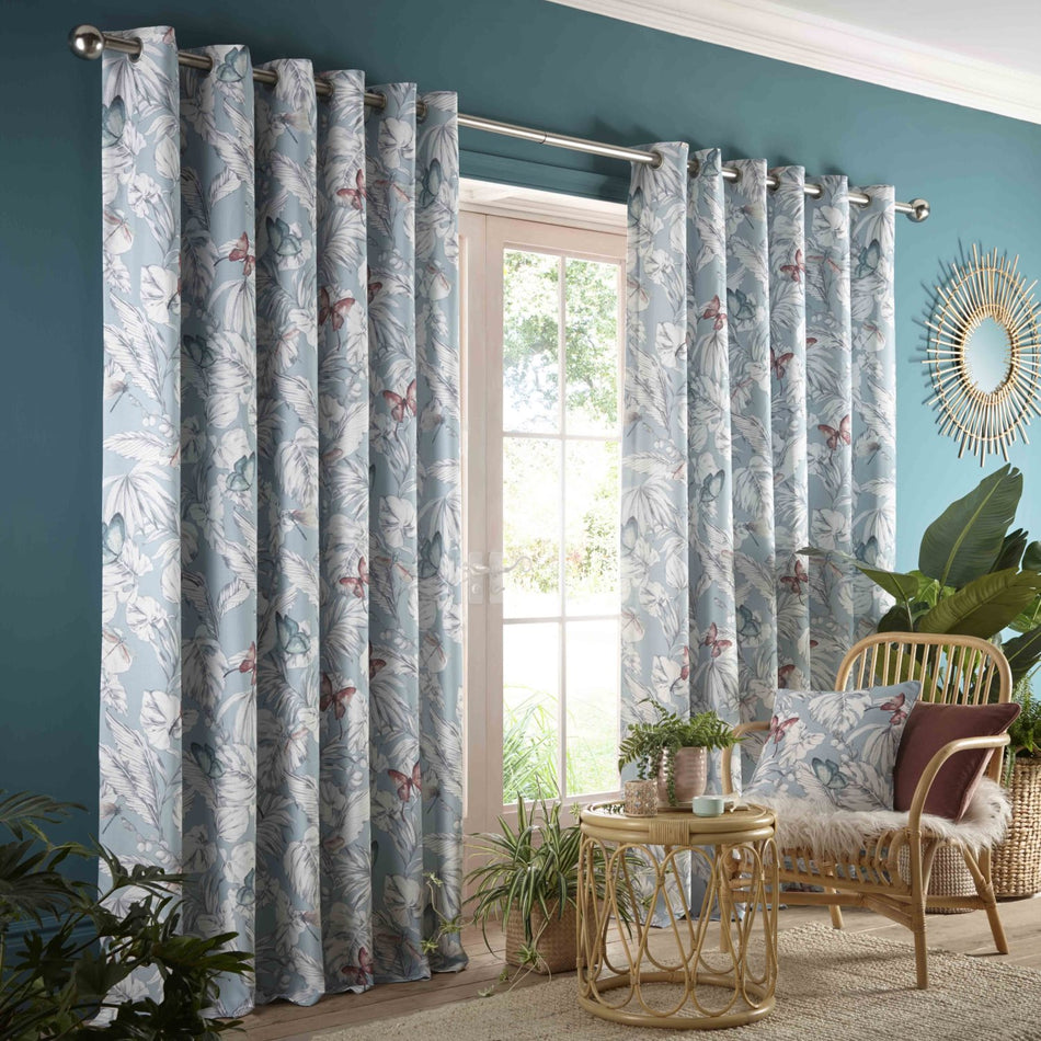 Studio G Flutur Eyelet Curtains Aqua