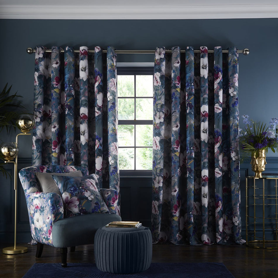 Studio G Bouquet Eyelet Curtains Damson