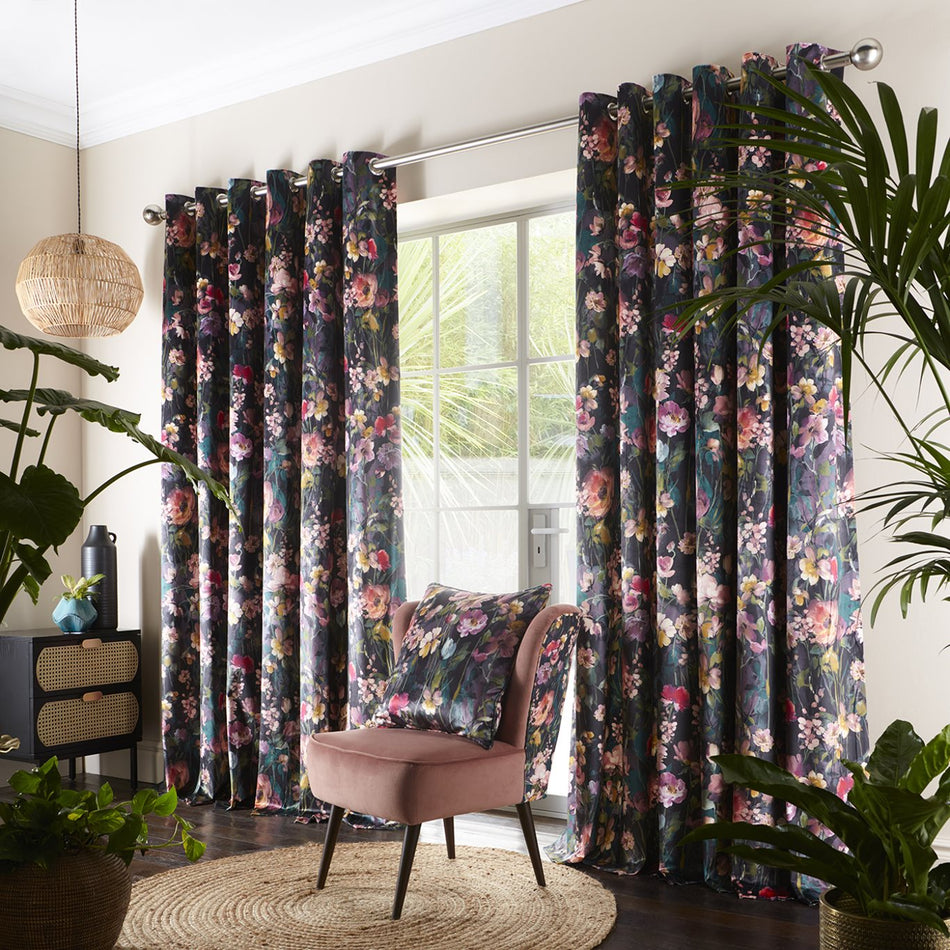 Studio G Meadow Eyelet Curtains Noir