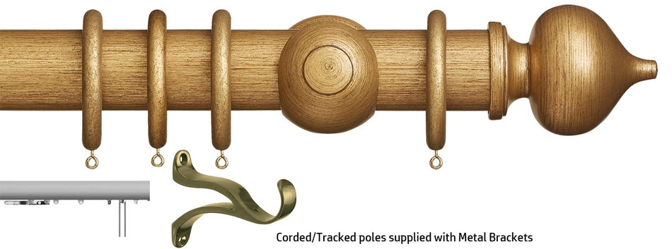 Museum 45mm & 55mm Corded/Tracked Pole Antique Gilt Florence