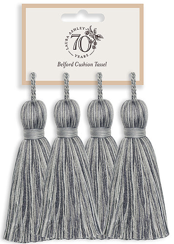 Laura Ashley Anniversary Belford Cushion Tassels Steel