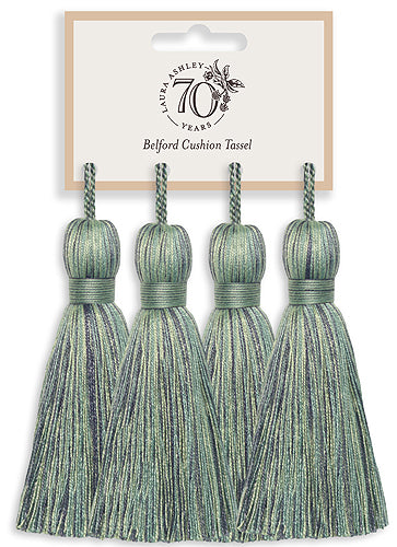 Laura Ashley Anniversary Belford Cushion Tassels Eucalyptus