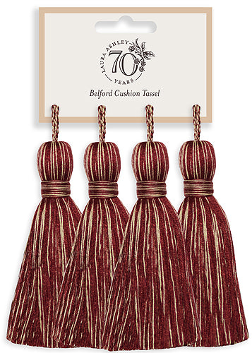 Laura Ashley Anniversary Belford Cushion Tassels Cranberry