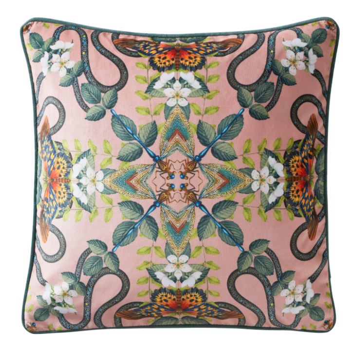 Wedgwood by Clarke & Clarke Emerald Forest Cushion Blush