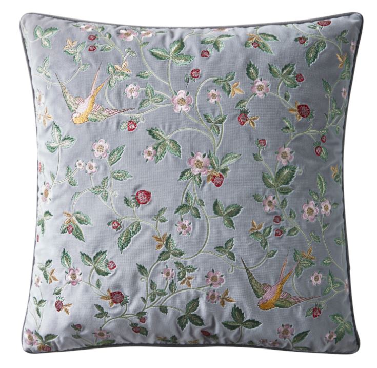 Wedgwood by Clarke & Clarke Wild Strawberry Cushion Smoke