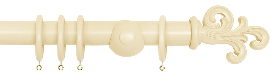 Laura Ashley 40mm Bespoke Handcrafted Wood Curtain Pole Creamware Scroll