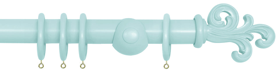 Laura Ashley 40mm Bespoke Handcrafted Wood Curtain Pole Duck Egg Scroll