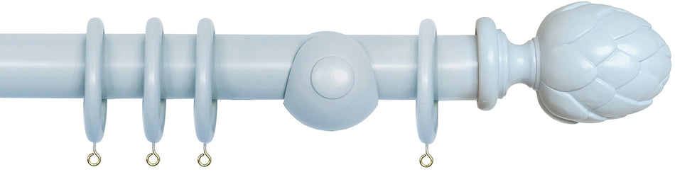 Laura Ashley 40mm Bespoke Handcrafted Wood Curtain Pole Chalk Blue Artichoke