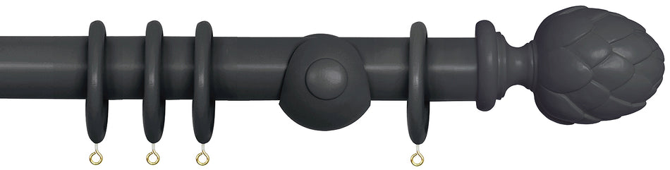 Laura Ashley 40mm Bespoke Handcrafted Wood Curtain Pole Charcoal Artichoke
