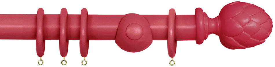 Laura Ashley 40mm Bespoke Handcrafted Wood Curtain Pole Pale Cranberry Artichoke