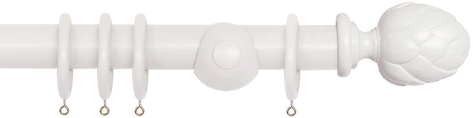 Laura Ashley 40mm Bespoke Handcrafted Wood Curtain Pole Pale Dove Grey Artichoke