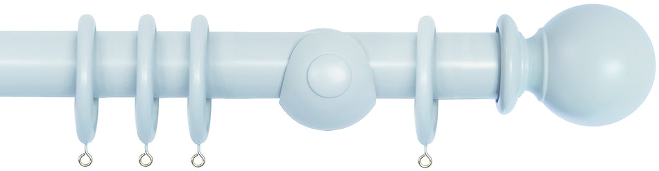 Laura Ashley 40mm Bespoke Handcrafted Wood Curtain Pole Chalk Blue Ball