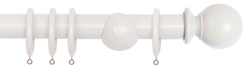 Laura Ashley 40mm Bespoke Handcrafted Wood Curtain Pole Pale Dove Grey Ball