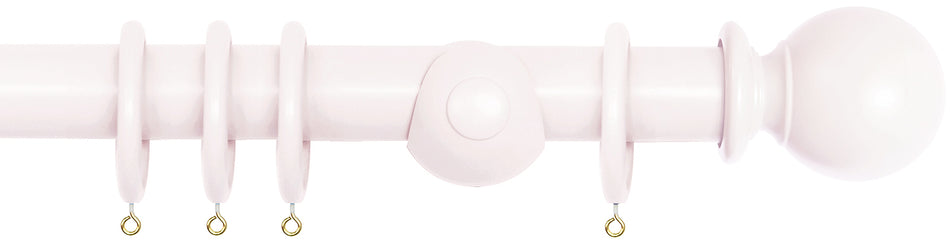 Laura Ashley 40mm Bespoke Handcrafted Wood Curtain Pole Amethyst White Ball