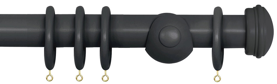 Laura Ashley 40mm Bespoke Handcrafted Wood Curtain Pole Charcoal Endcap