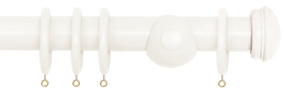 Laura Ashley 40mm Bespoke Handcrafted Wood Curtain Pole Cotton White Endcap