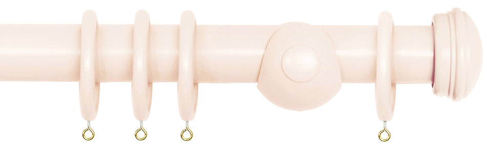 Laura Ashley 40mm Bespoke Handcrafted Wood Curtain Pole Pale Chalk Pink Endcap