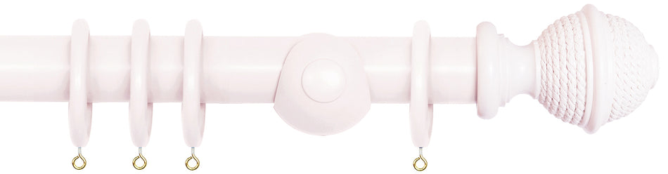Laura Ashley 40mm Bespoke Handcrafted Wood Curtain Pole Amethyst White Woven Rope