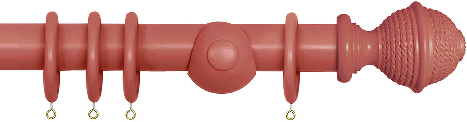 Laura Ashley 40mm Bespoke Handcrafted Wood Curtain Pole Crimson Woven Rope