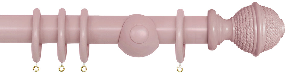 Laura Ashley 40mm Bespoke Handcrafted Wood Curtain Pole Dark Blush Woven Rope