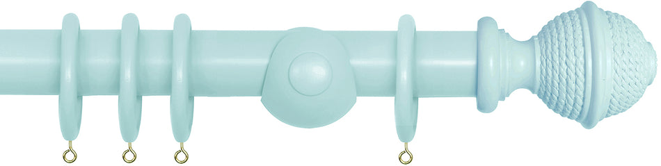 Laura Ashley 40mm Bespoke Handcrafted Wood Curtain Pole Duck Egg Woven Rope