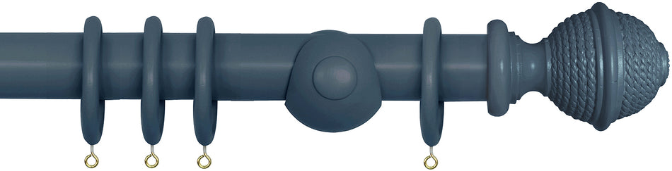 Laura Ashley 40mm Bespoke Handcrafted Wood Curtain Pole Dusky Seaspray Woven Rope