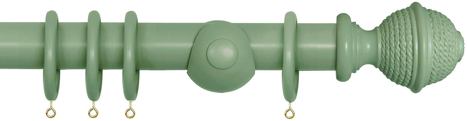 Laura Ashley 40mm Bespoke Handcrafted Wood Curtain Pole Fresh Green Woven Rope