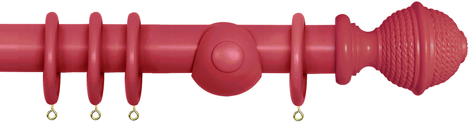 Laura Ashley 40mm Bespoke Handcrafted Wood Curtain Pole Pale Cranberry Woven Rope