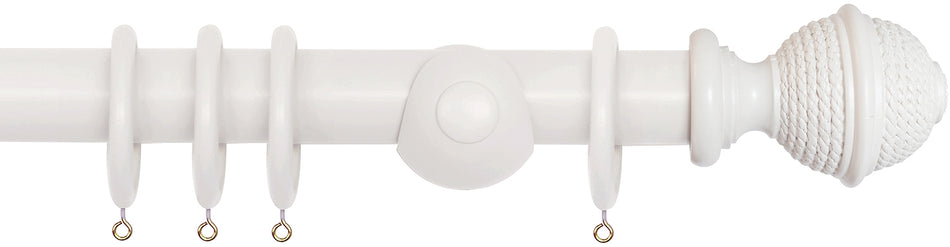 Laura Ashley 40mm Bespoke Handcrafted Wood Curtain Pole Pale Dove Grey Woven Rope