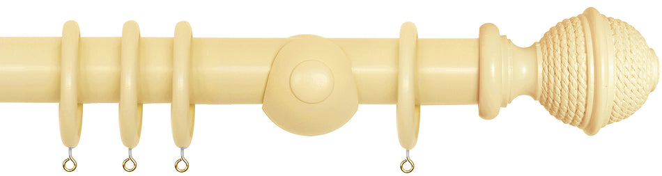 Laura Ashley 40mm Bespoke Handcrafted Wood Curtain Pole Pale Gold Woven Rope