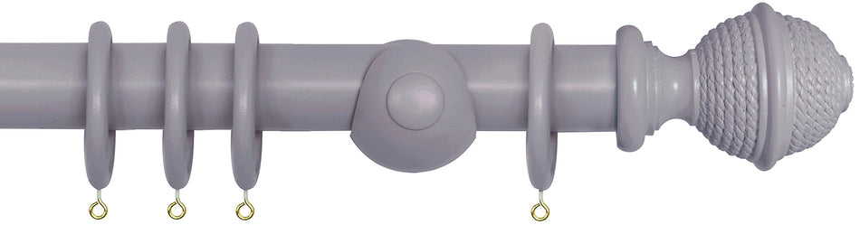 Laura Ashley 40mm Bespoke Handcrafted Wood Curtain Pole Pale Iris Woven Rope