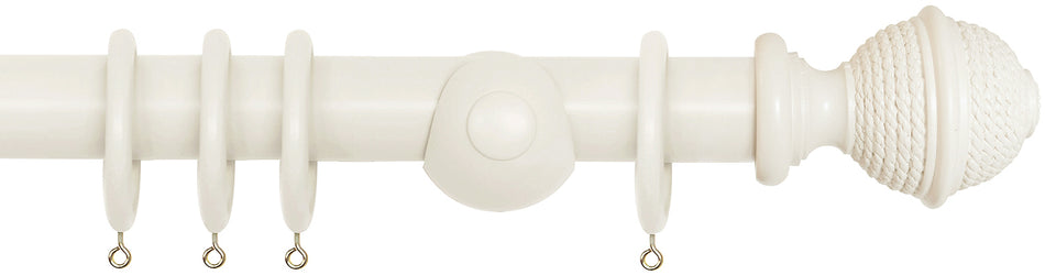 Laura Ashley 40mm Bespoke Handcrafted Wood Curtain Pole Sable Woven Rope