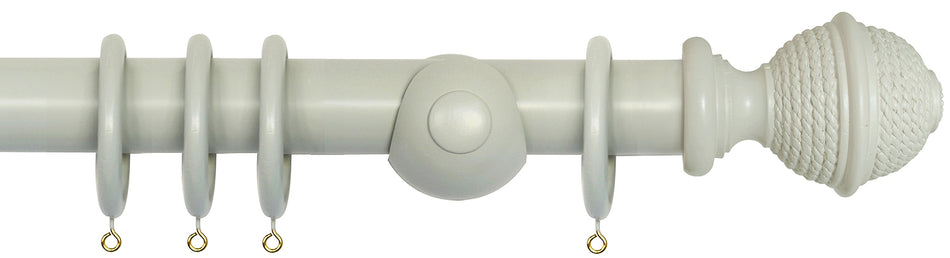 Laura Ashley 40mm Bespoke Handcrafted Wood Curtain Pole Sage Leaf Woven Rope