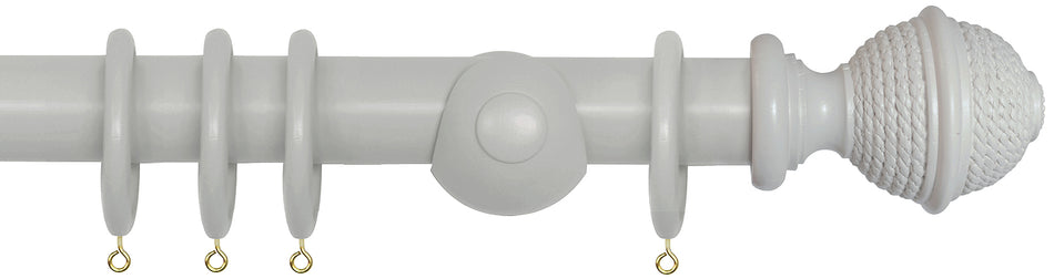Laura Ashley 40mm Bespoke Handcrafted Wood Curtain Pole Steel Woven Ball
