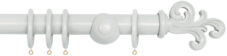 Laura Ashley 40mm Bespoke Handcrafted Wood Curtain Pole Soft Silver Scroll