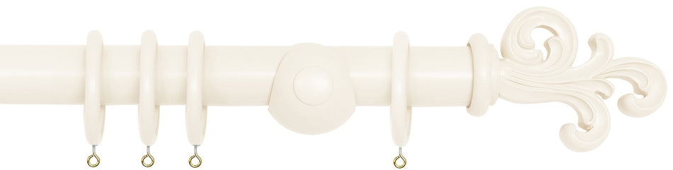 Laura Ashley 40mm Bespoke Handcrafted Wood Curtain Pole Pale Ivory Scroll