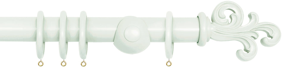 Laura Ashley 40mm Bespoke Handcrafted Wood Curtain Pole Pale Sage Leaf Scroll