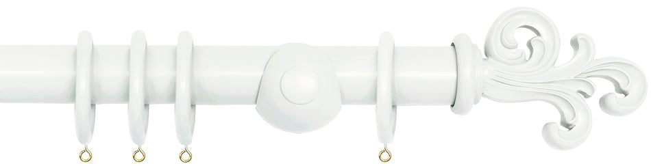 Laura Ashley 40mm Bespoke Handcrafted Wood Curtain Pole Silver White Scroll