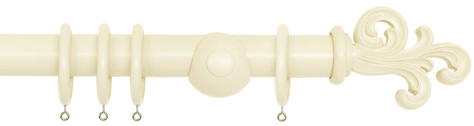 Laura Ashley 40mm Bespoke Handcrafted Wood Curtain Pole Primsrose White Scroll