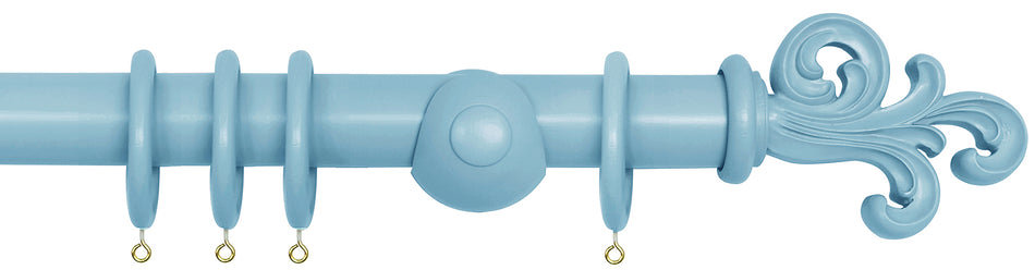 Laura Ashley 40mm Bespoke Handcrafted Wood Curtain Pole Newport Blue Scroll