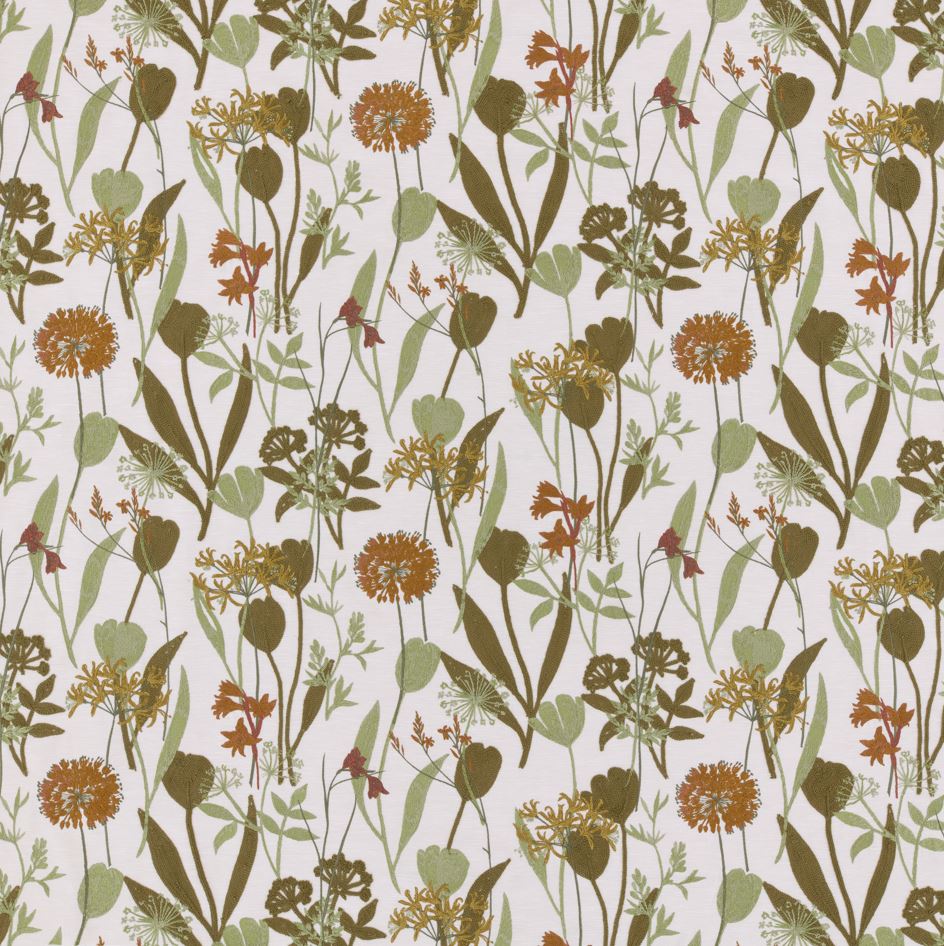 Kai Oshibana Niwa Olive Fabric