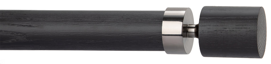 Byron Delano 35mm 45mm Curtain Pole Black Ash Top Hat Black Nickel