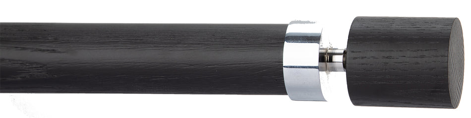 Byron Delano 35mm 45mm Curtain Pole Black Ash Top Hat Chrome