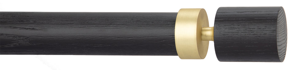 Byron Delano 35mm 45mm Curtain Pole Black Ash Top Hat Satin Brass