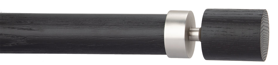 Byron Delano 35mm 45mm Curtain Pole Black Ash Top Hat Satin Nickel