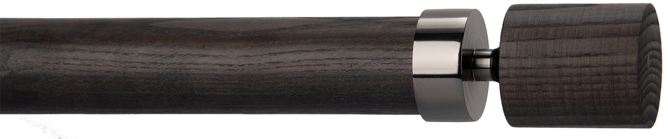 Byron Delano 35mm 45mm Curtain Pole Umber Top Hat Black Nickel