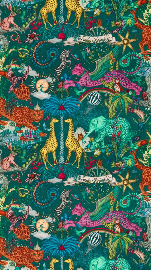 Emma J Shipley Mythica Paradise Lost Teal Wallpaper
