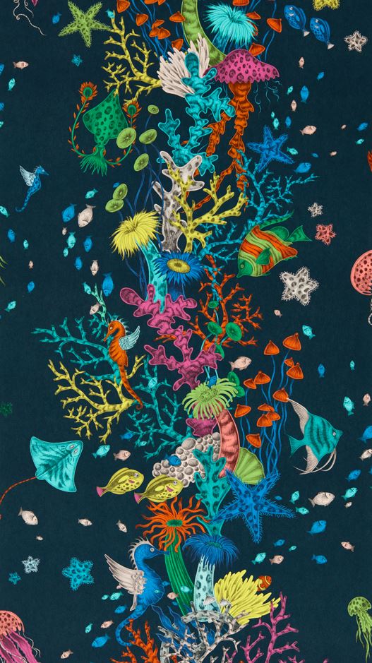 Emma J Shipley Mythica Seaforest Navy Wallpaper