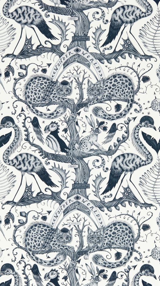 Emma J Shipley Mythica Wonder World Mono Wallpaper